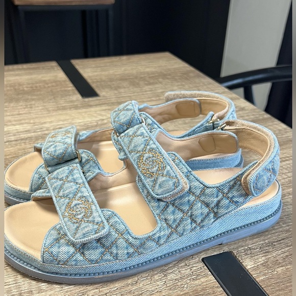 Chanel Dad Sandals Light Denim 38.5 - Picture 5 of 8